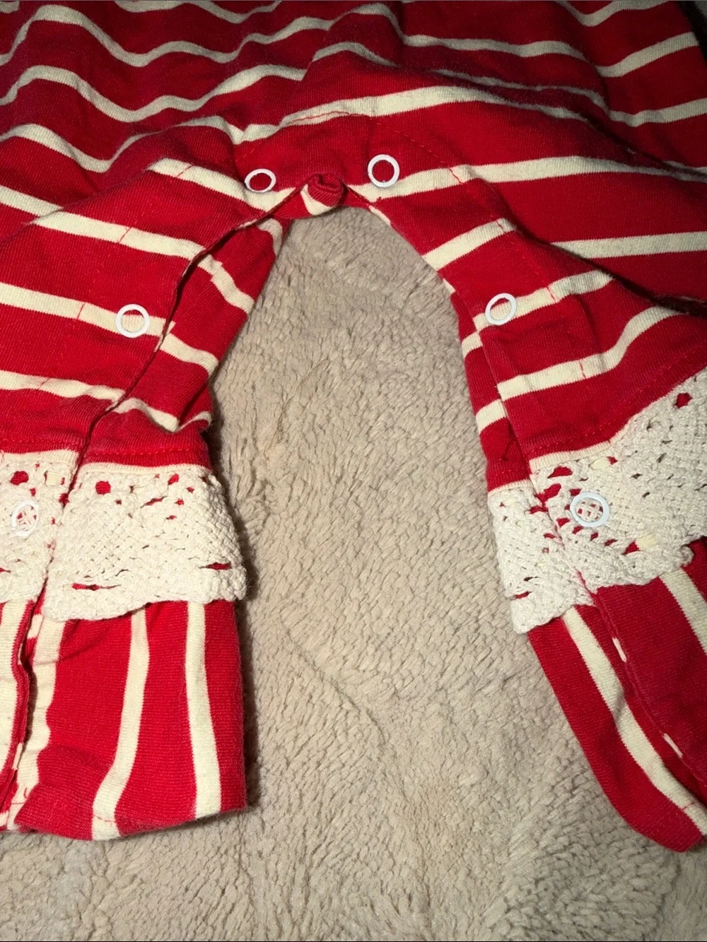 Millie Jay Boutique Red White Striped Ruffle Romper Jumpsuit 12M Fall 2019